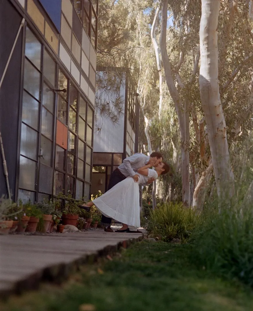 Ian dipping Celia into a kiss